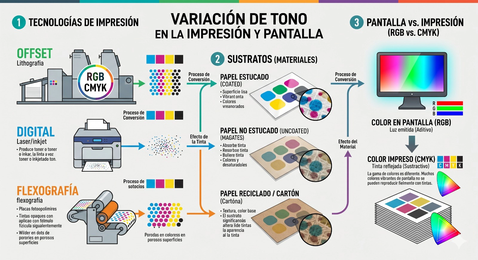 Guía Pantalla vs Impresión RGB CMYK